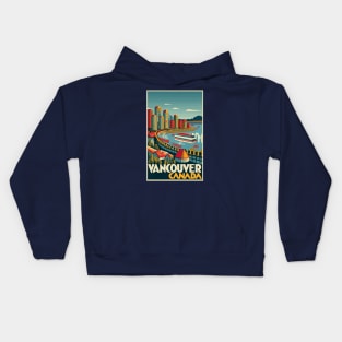 A Vintage Travel Art of Vancouver - Canada Kids Hoodie